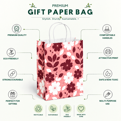 10x4x14 Gift Carry Bag (Pink floral print)