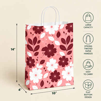 10x4x14 Gift Carry Bag (Pink floral print)