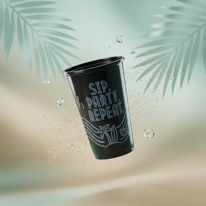 Beach Party Print 500 ml Paknserve Black Sipper Container with Black Lid (90D)