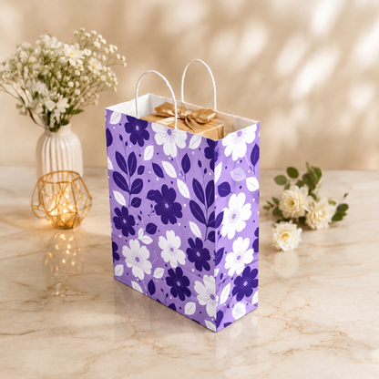 10x4x14 Gift Carry Bag (Purple floral print)