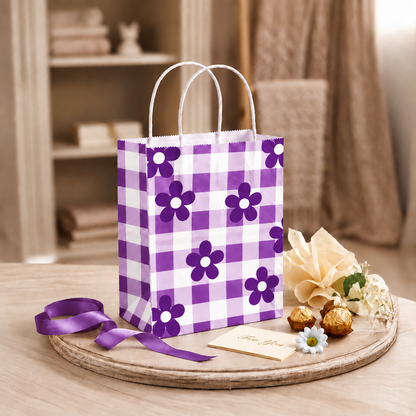 6x4x8 Gift Carry Bag (Purple Daisy flower Print)