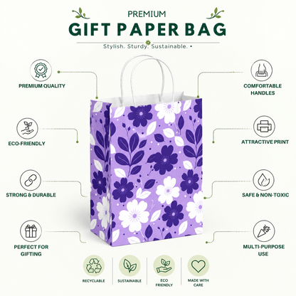10x4x14 Gift Carry Bag (Purple floral print)