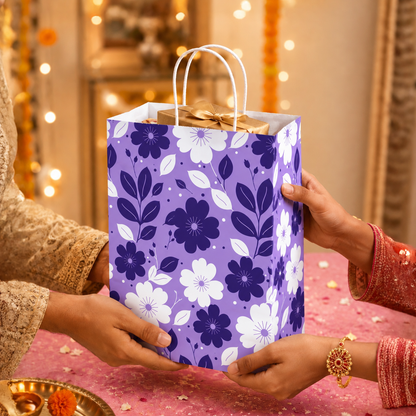 10x4x14 Gift Carry Bag (Purple floral print)