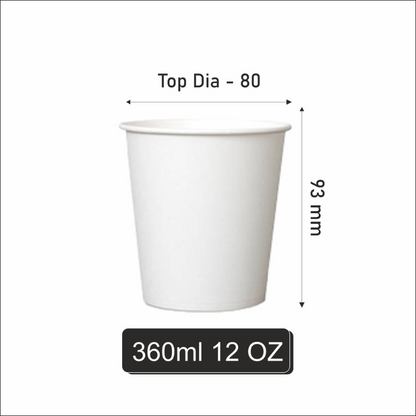 12 oz White Single Wall Paper Cups