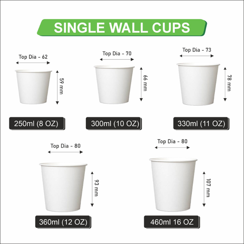 12 oz White Single Wall Paper Cups