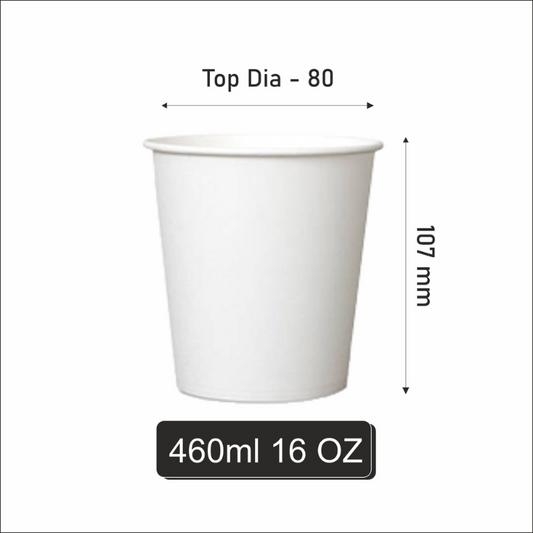 16 oz White Single Wall Paper Cups